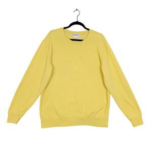 PUSHEEN Yellow Ramen Cat Embossed Long Sleeve Sweatshirt Pullover SIZE LARGE